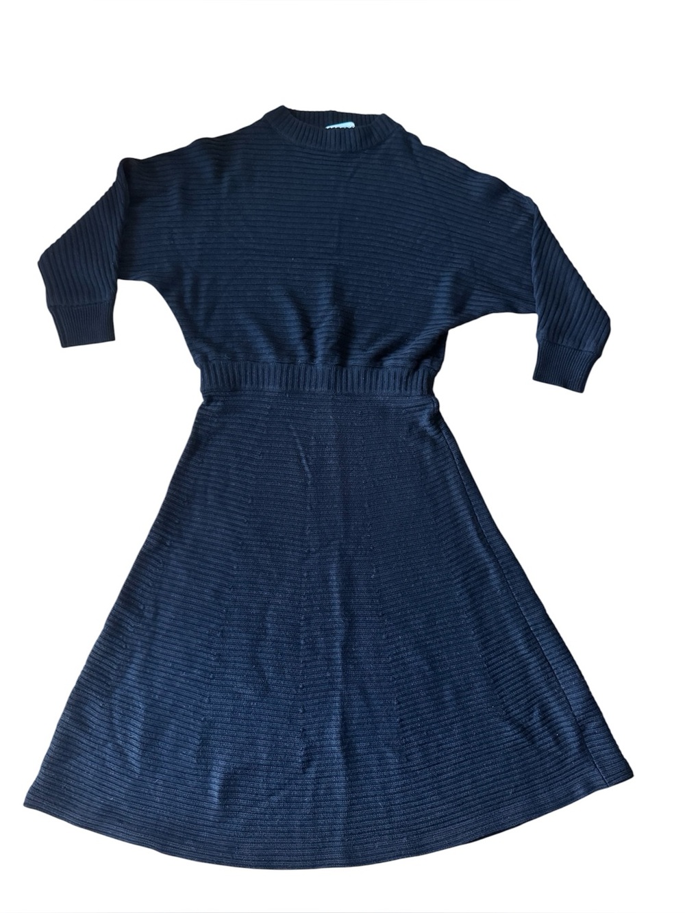 The Fold London Merino Wool Sweater Dress Black US 10 Stretch Knit